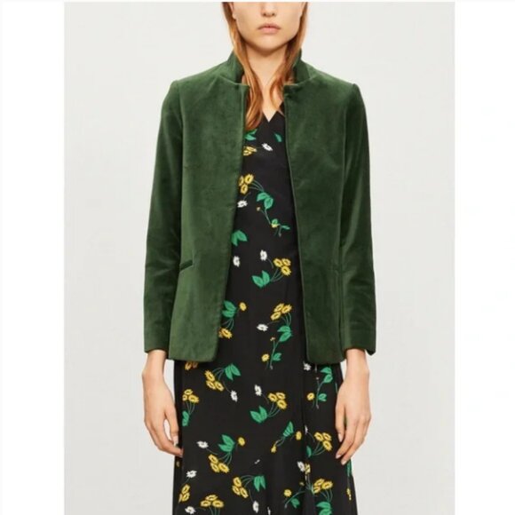 ZADIG & VOLTAIRE Volly Velours Blazer Green Velvet Holiday NWT 36 Open Classy - Picture 1 of 14